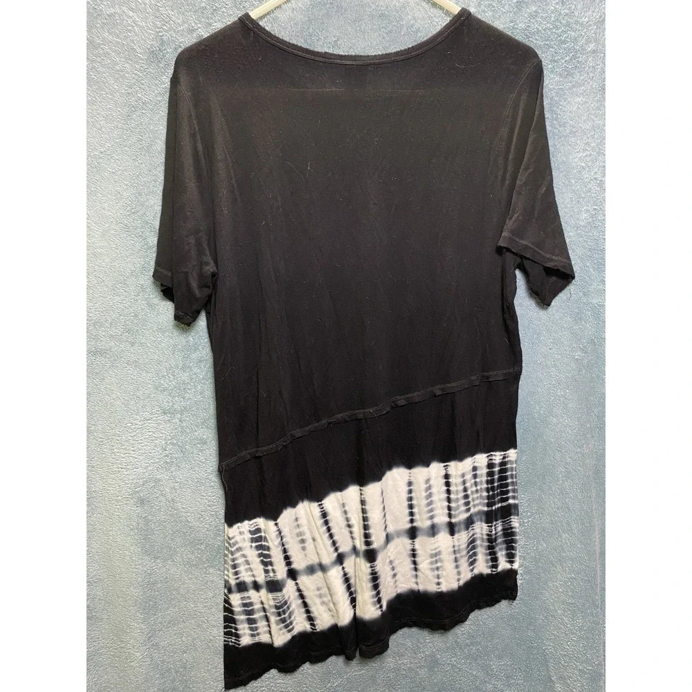 Allie‎ & Rob Short Sleeve Top Women Medium Blk Tie Dye Shirt Bohemian